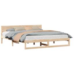 Berkfield Home Bed Frame Natural Solid Pine wood 200 x 200 cm in Beige - thumbnail 3