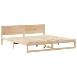 Berkfield Home Bed Frame Natural Solid Pine wood 200 x 200 cm in Beige - thumbnail 1