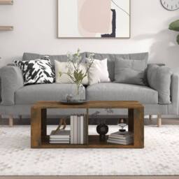 Berkfield Home Coffee Table Smoked Oak 100x50x36 cm Engineered Wood in Brown - Size: 100 x 50 x 36 cm - thumbnail 3