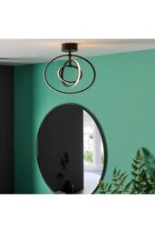 Netlighting Avali LED Semi Flush Light Matt Black & White Acrylic - thumbnail 2