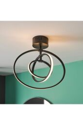 Netlighting Avali LED Semi Flush Light Matt Black & White Acrylic - thumbnail 4