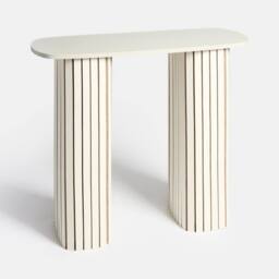 OHS Madison Console Table Ribbed Engineered Wood Entryway Display Desk in Cream - thumbnail 3