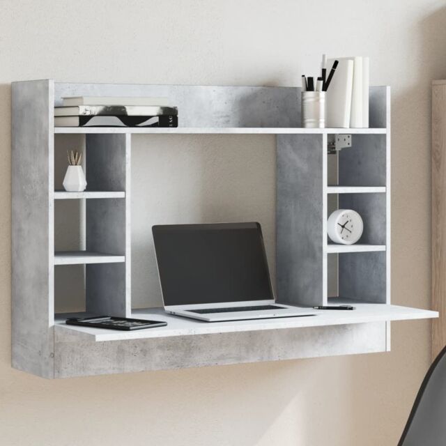 Berkfield Home Wall-Mounted Desk Concrete Grey 105x48x75 cm Engineered Wood - Size: 105 x 48 x 75 cm - image 1