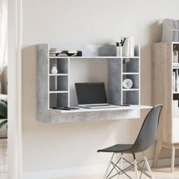 Berkfield Home Wall-Mounted Desk Concrete Grey 105x48x75 cm Engineered Wood - Size: 105 x 48 x 75 cm - thumbnail 3
