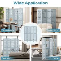 KORVIXA Room Partition Stand 4-Panel Wooden Room Divider in Blue - Size: 500mm - thumbnail 3
