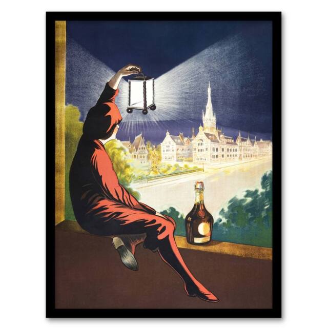 Artery8 Benedictine Wine Advert Vintage Framed Wall Art Print Cappiello - Size: A4 - image 1