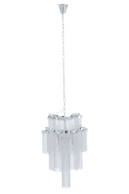 Orsina 2 Tier 6 Light Chrome Pendant, Boutique Style Ceiling Light With Aluminium Chains, Chrome Finish Pendant in Silver - image 1