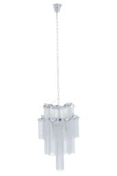 Orsina 2 Tier 6 Light Chrome Pendant, Boutique Style Ceiling Light With Aluminium Chains, Chrome Finish Pendant in Silver - thumbnail 1
