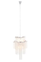 Orsina 2 Tier 6 Light Chrome Pendant, Boutique Style Ceiling Light With Aluminium Chains, Chrome Finish Pendant in Silver - thumbnail 4