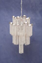 Orsina 2 Tier 6 Light Chrome Pendant, Boutique Style Ceiling Light With Aluminium Chains, Chrome Finish Pendant in Silver - thumbnail 2