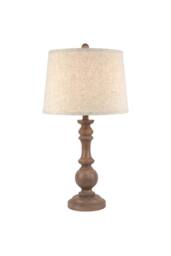 KDMD Seraphia Table Lamp with Edged Linen Shade - Modern & Elegant Lighting in Brown