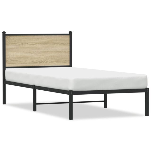 Berkfield Home Metal Bed Frame without Mattress Sonoma Oak 80x200 cm in Brown - image 1