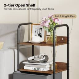 VOGREX Mobile Printer Stand, 2 Open Shelves & 2 Fabric Drawers in Grey - thumbnail 4