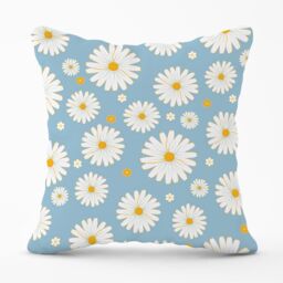 Warren Reed - Designer Summer Daisy Pattern Outdoor Cushion in Blue - Size: 60 cm x 60 cm - thumbnail 1