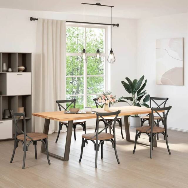 Berkfield Home Modern vidXL Dining Table Legs U-Shaped 2 pcs Natural Steel 60x(7 in Brown - image 1
