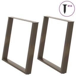 Berkfield Home Modern vidXL Dining Table Legs U-Shaped 2 pcs Natural Steel 60x(7 in Brown - thumbnail 2