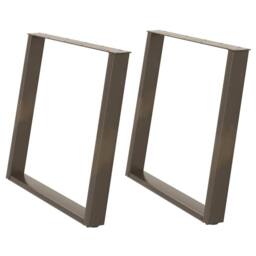 Berkfield Home Modern vidXL Dining Table Legs U-Shaped 2 pcs Natural Steel 60x(7 in Brown - thumbnail 3