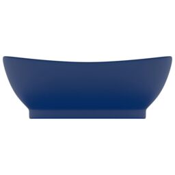Berkfield Home Luxury Basin Overflow Oval Matt Dark Blue 58.5x39 cm Ceramic - thumbnail 3