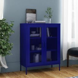 Berkfield Home Storage Cabinet Navy Blue 80x35x101.5 cm Steel