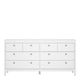 Wyld Haus Gossmere White Wooden Double Dresser 8 Drawers with Silver Handles - thumbnail 3