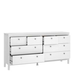 Wyld Haus Gossmere White Wooden Double Dresser 8 Drawers with Silver Handles - thumbnail 6