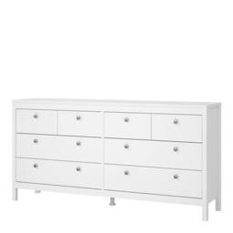 Wyld Haus Gossmere White Wooden Double Dresser 8 Drawers with Silver Handles - thumbnail 4