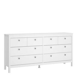 Wyld Haus Gossmere White Wooden Double Dresser 8 Drawers with Silver Handles - thumbnail 2