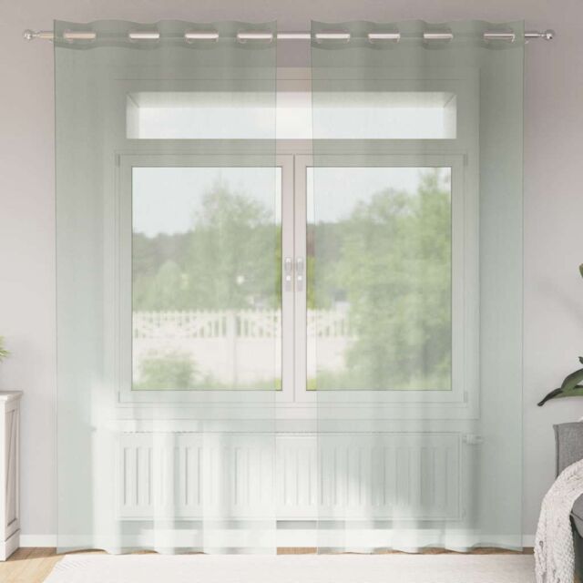 Berkfield Home Voile Curtains with Grommets 2 pcs Light Grey 140x225 cm - image 1