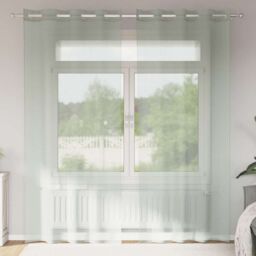 Berkfield Home Voile Curtains with Grommets 2 pcs Light Grey 140x225 cm - thumbnail 1