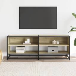 Berkfield Home TV Cabinet Sonoma Oak 120.5x40x46 cm Engineered Wood & Metal in Light Brown - thumbnail 1