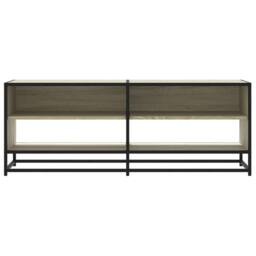 Berkfield Home TV Cabinet Sonoma Oak 120.5x40x46 cm Engineered Wood & Metal in Light Brown - thumbnail 4