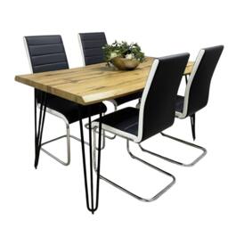 KOSY KOALA Modern Dining Table Set With 4 Black Chairs Kitchen Room Furniture in Brown - thumbnail 1