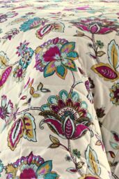 Dreams & Drapes 'Marinelli' Hand Drawn Floral Print Quilted Bedspread in Teal - thumbnail 3