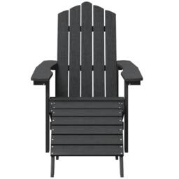 Berkfield Home Garden Adirondack Chairs 2 pcs with Footstools HDPE Anthracite in Black - thumbnail 4