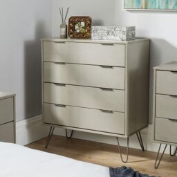 Home Source Chest of 4 Drawers Clothing Cabinet Storage Organiser Bedroom in Grey - thumbnail 1