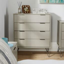 Home Source Chest of 4 Drawers Clothing Cabinet Storage Organiser Bedroom in Grey - thumbnail 3