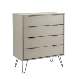 Home Source Chest of 4 Drawers Clothing Cabinet Storage Organiser Bedroom in Grey - thumbnail 7