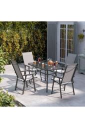 Living and Home 4 Person Patio Garden Dining Set With Umbrella in Black - thumbnail 3