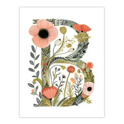 "Artery8 Women's Wall Art Print Letter B in Wildflowers Watercolour Poppies Floral Word Art For Her Poster - Size: W18"" x H24""" - thumbnail 1
