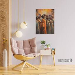 "Artery8 African Country Gospel Music Choir Canvas Wall Art Print - Size: W24"" x H32""" - thumbnail 3
