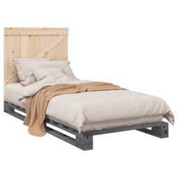 Berkfield Home Beautiful Bed Frame without Mattress Grey 90x200 cm Solid Wood Pine - thumbnail 4