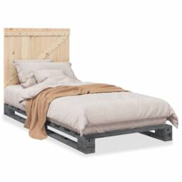 Berkfield Home Beautiful Bed Frame without Mattress Grey 90x200 cm Solid Wood Pine - thumbnail 3
