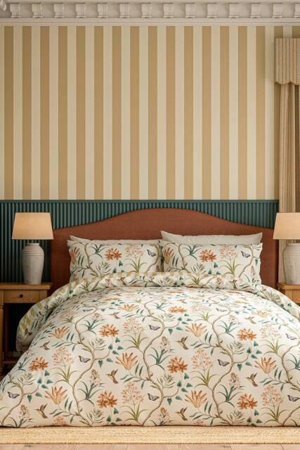 Sanderson 'Clementine' Cotton Duvet Cover Set in Beige - Size: Double - image 1
