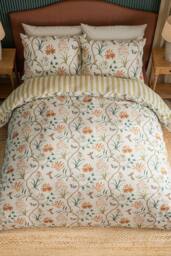 Sanderson 'Clementine' Cotton Duvet Cover Set in Beige - Size: Double - thumbnail 4