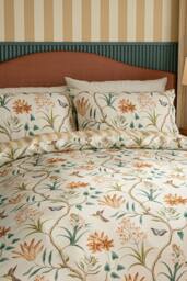Sanderson 'Clementine' Cotton Duvet Cover Set in Beige - Size: Double - thumbnail 2