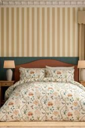 Sanderson 'Clementine' Cotton Duvet Cover Set in Beige - Size: Double - thumbnail 1