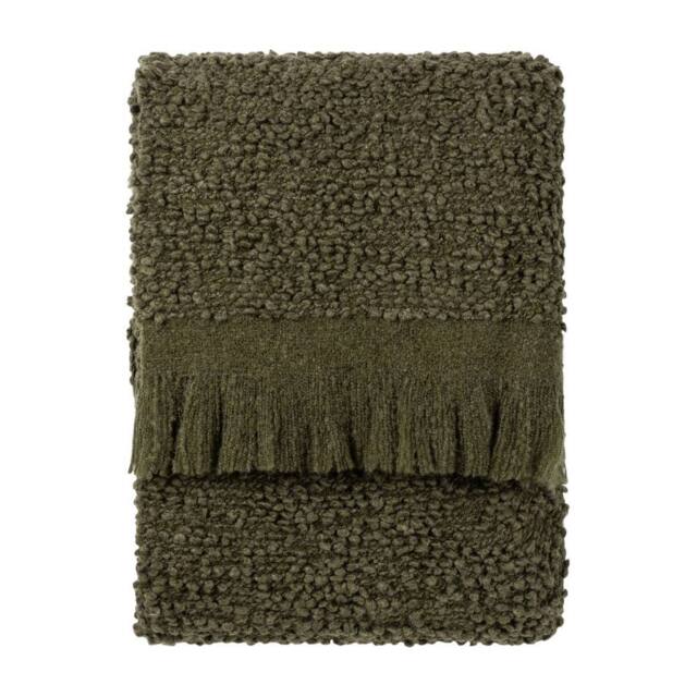 Yard Ulsmere Boucle Fringed Throw in Dark Green - Size: 130 cm x 180 cm - image 1