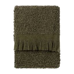 Yard Ulsmere Boucle Fringed Throw in Dark Green - Size: 130 cm x 180 cm - thumbnail 1