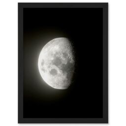 Artery8 Lunar Phases Waning Gibbous Moon Space Astronomy Artwork Framed Wall Art Print A4 in Black - thumbnail 1