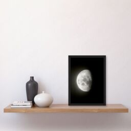 Artery8 Lunar Phases Waning Gibbous Moon Space Astronomy Artwork Framed Wall Art Print A4 in Black - thumbnail 2